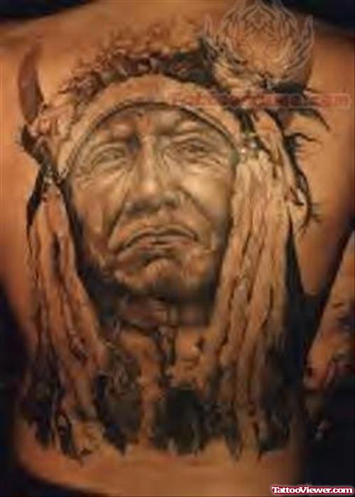 Smiling Native American Face Tattoo