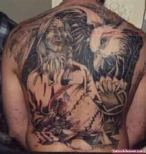 Terrific Native American Tattoo On Back