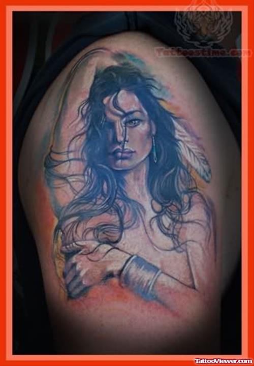 old Lady Native American Tattoo