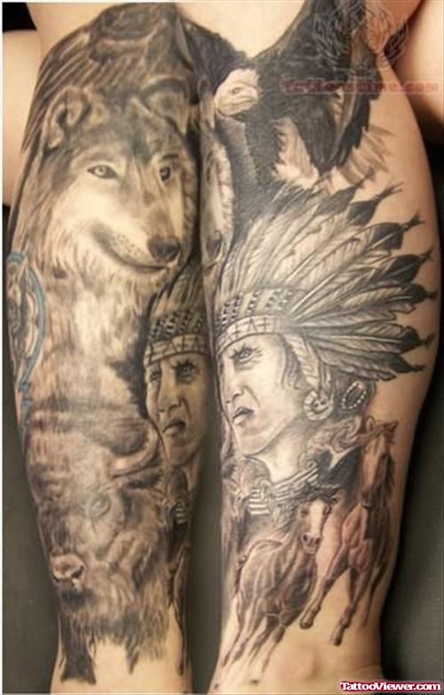 Native American Tattoos on Legs