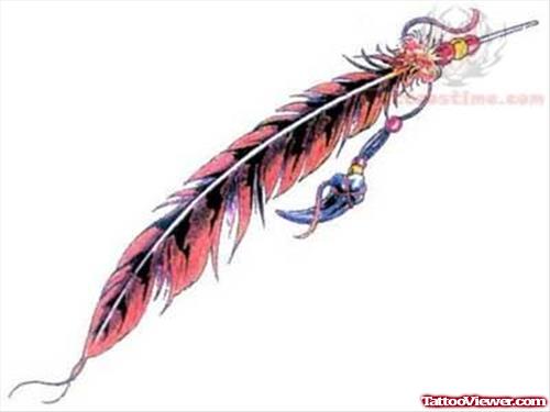 Pink Bird Wing Native American Tattoo