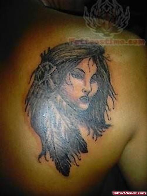 Native American Tattoo On Upper Back