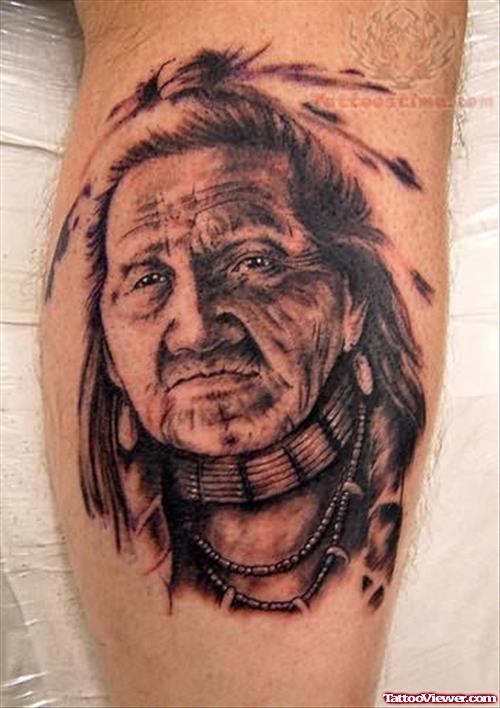 Native Wrinkled Lady Tattoo