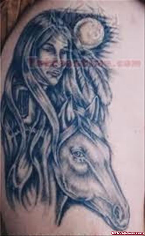 Horse And American Native Tattoo