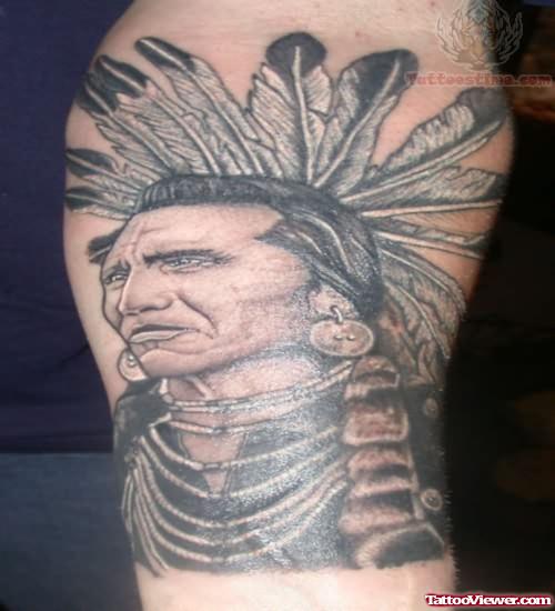Native American Feathers Head Tattoos