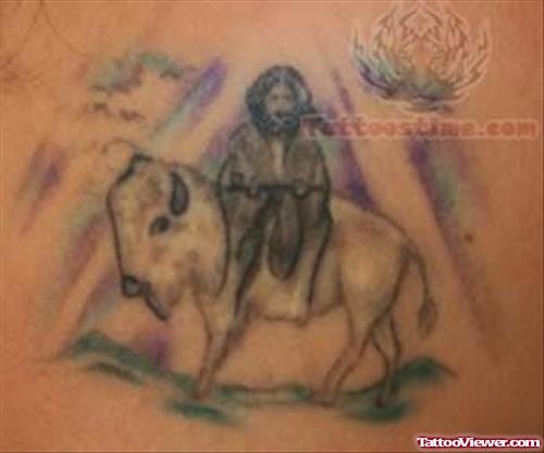 Native American And Animal Tattoo Image