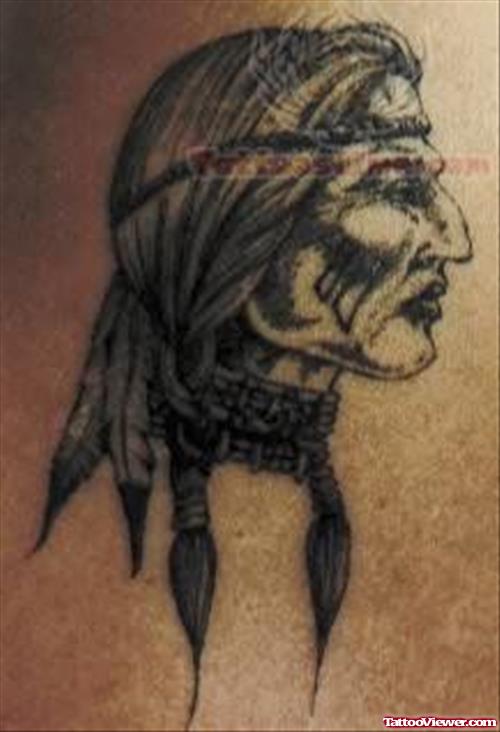 Man Face Native American Tattoo