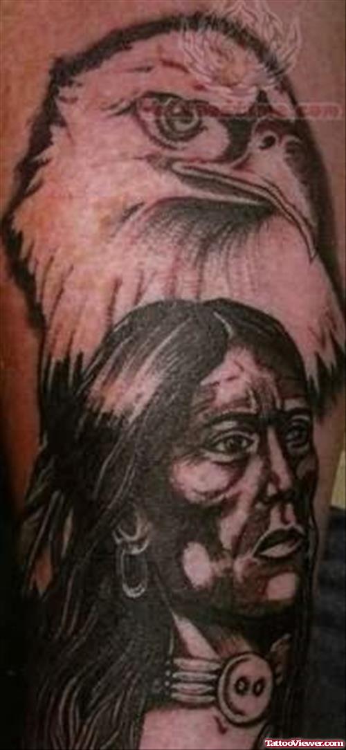 Native American And Eagle Tattoo