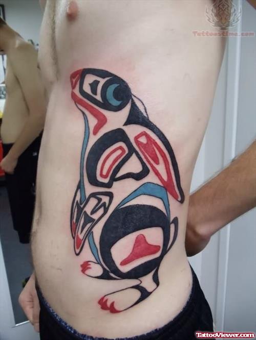 Native American Color Tattoo On Side
