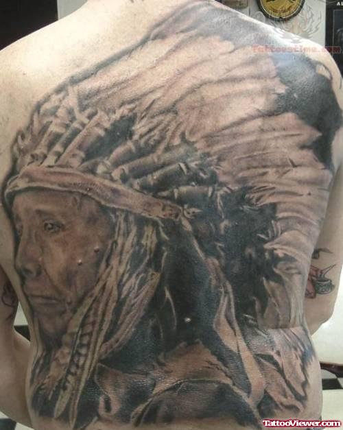 Large Native American Tattoo On Back