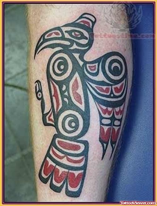 Native American Black And Red Ink Tattoo