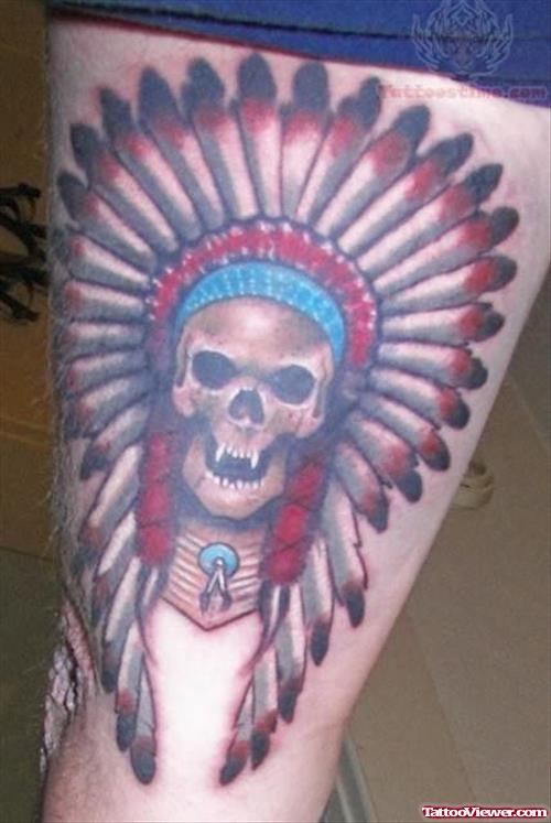 Native American Skull Head Tattoo