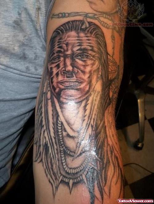 Native American Tattoo On Boy Arm