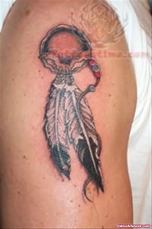 Native American Feather Tattoo On Bicep