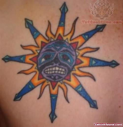Native American  Flaming Sun Tattoo