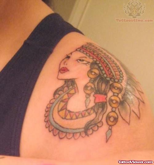 Beautiful Native American Tattoo On Shoulder