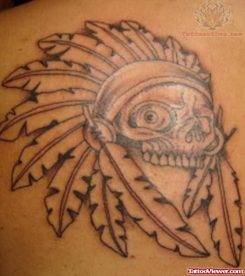 Native American And Feather Head Tattoo