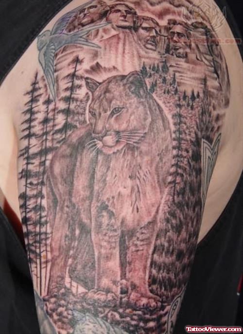 American Puma Tattoo On Shoulder