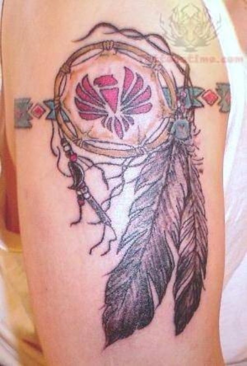 Native American Feather Tattoo On Biceps