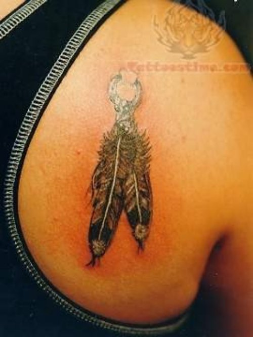 Black Native American Tattoo On Back