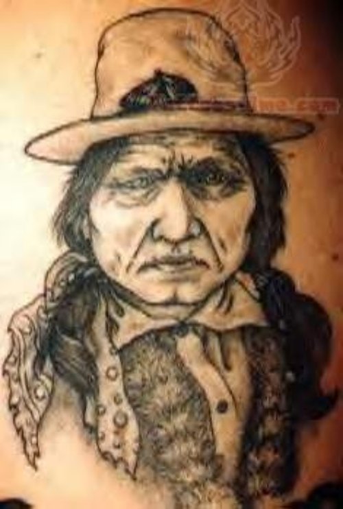 Man Wearing Native American Tattoo