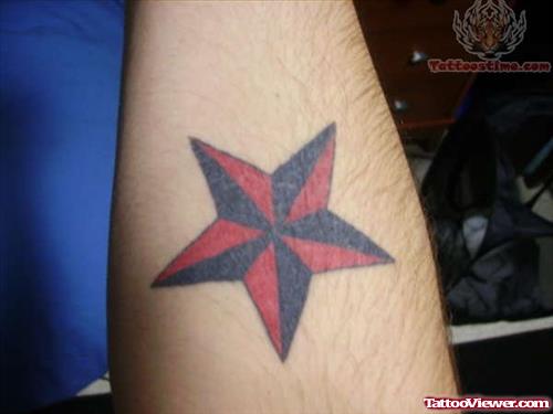 Nautical Red Ink Star Tattoo