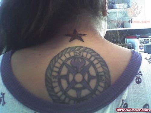 Nautical Star Tattoo On Upper Back