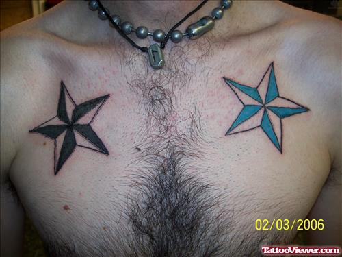 Nautical Stars Tattoos For Chest