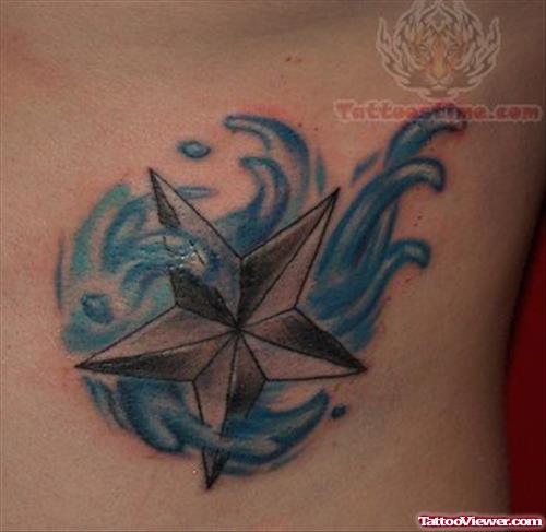 Nautical Star Tattoo On Water