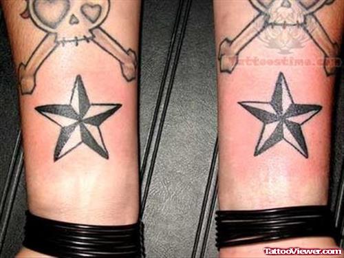 Nautical Stars Tattoos On Wrists