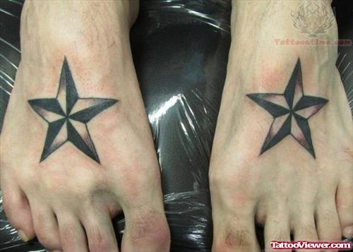 Nautical Star Tattoos On Feet