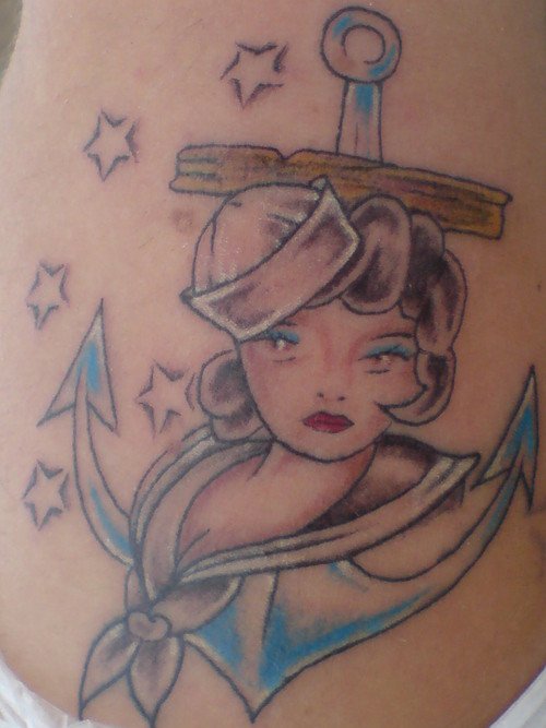 Stars And Navy Girl Tattoo