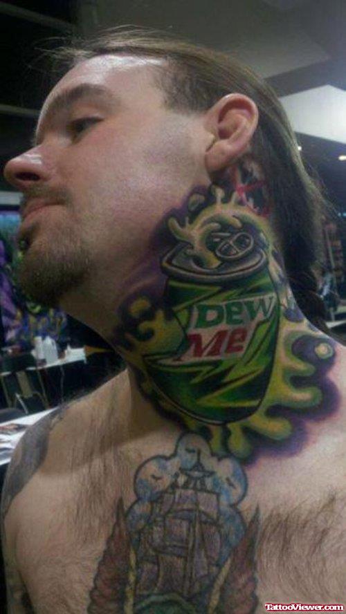Colored Ink Dew Neck Tattoo