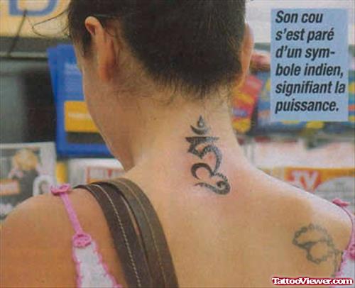 Tribal Religious Symbol Back Neck Tattoo