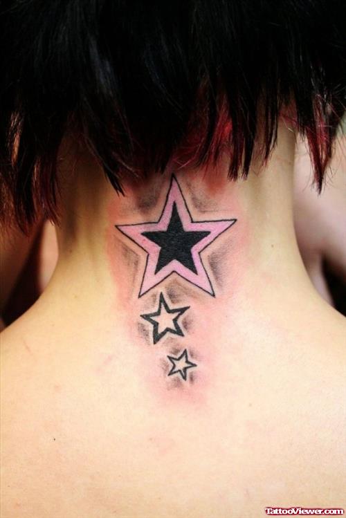 Stars Back Neck Tattoo