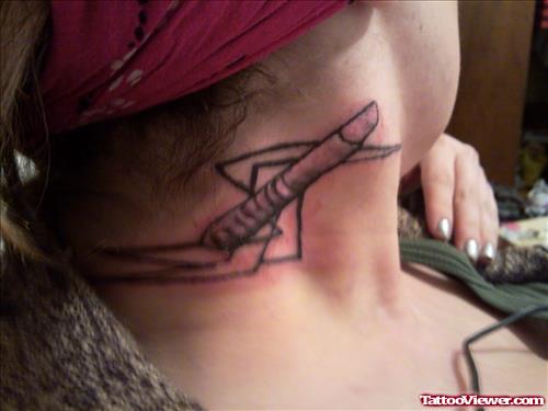 Girl Side Neck Tattoo