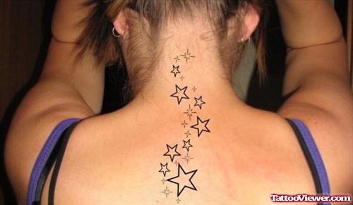 Unique Stars Back Neck Tattoo For Girls