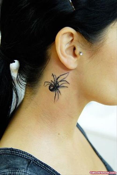 Spider Neck Tattoo For Girls