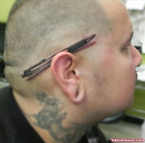 Grey Ink Ew Neck Tattoo
