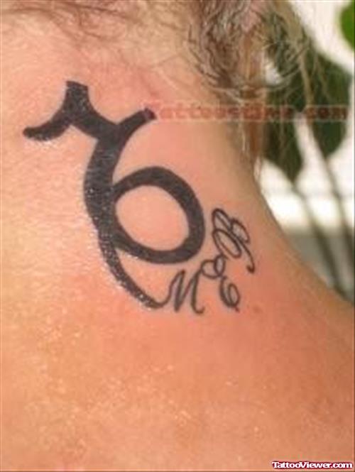 Capricorn Zodiac Neck Tattoo