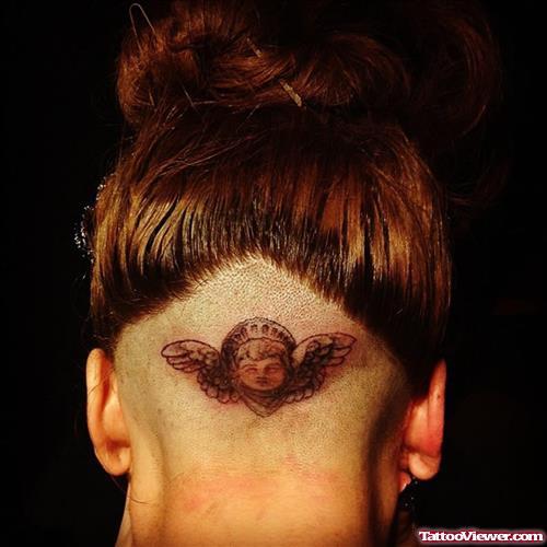 Lady Gaga Neck Baby Angel Tattoo