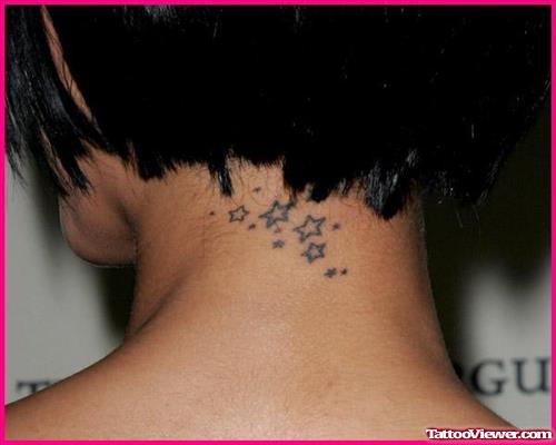 Stars Rihanna Neck Tattoo