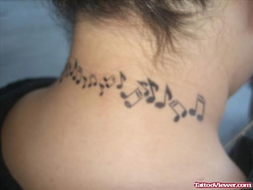 Music Notes Neck Tattoo