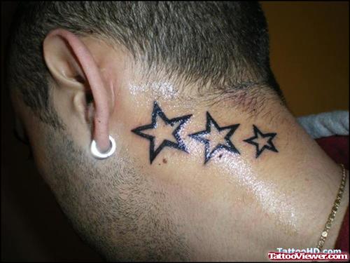 Black Stars Neck Tattoo