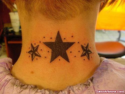 Stars Back Neck Tattoo For Girls
