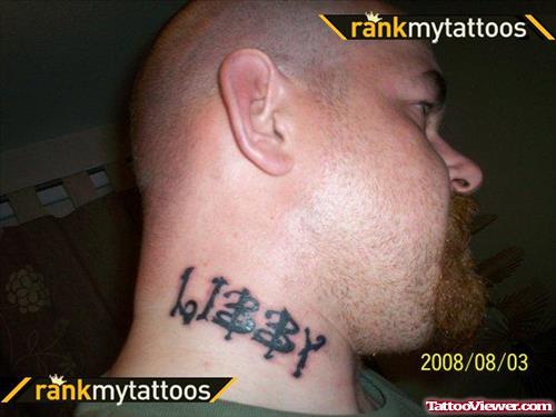 Black Ink Libby Neck Tattoo