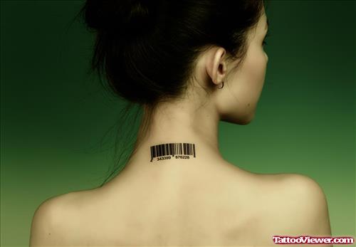 Barcode Back Neck Tattoo