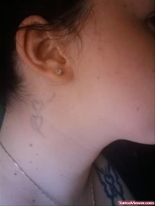 Outline Hearts Neck Tattoo