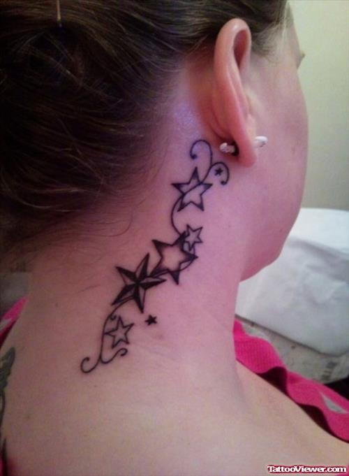 Nautical Stars Side Neck Tattoo