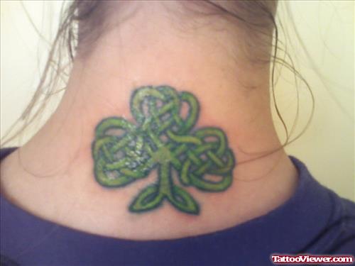Green Ink Celtic Neck Tattoo